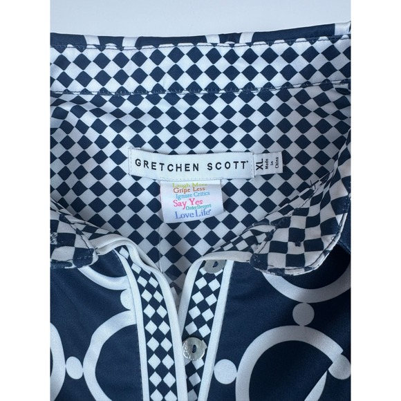 Gretchen Scott Navy White Circle Pattern Everyday Dress XL Preppy Boutique - Picture 3 of 12